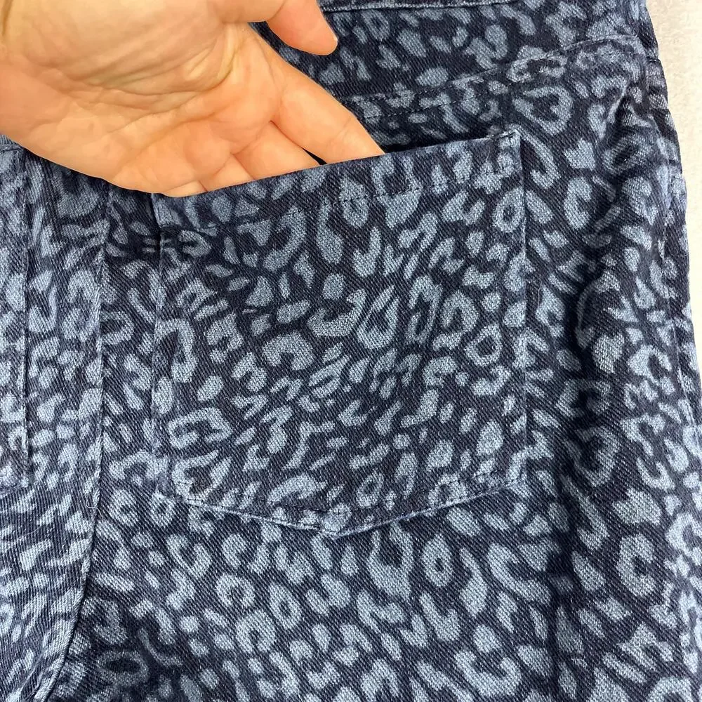 Spanx Leopard Jean-ish Leggings‎ Denim Pant Womens Large Blue Stretchy Pull On